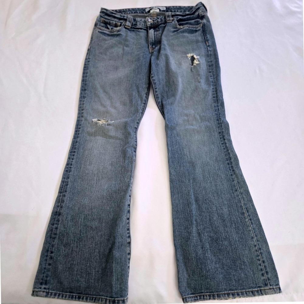 VTG GAP Curvy Flare Jeans Womens Size 12R Distressed Light Wash Denim Y2K 30x32